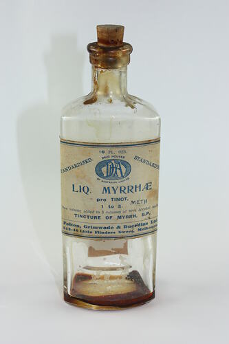 Medicine Bottle - Tincture of Myrrh, Felton, Grimwade & Duerdins Ltd, circa 1860