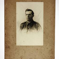 Soldier's portrait, head and shoulders.