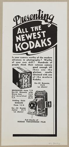 Leaflet - 'Presenting all the Newest Kodaks'