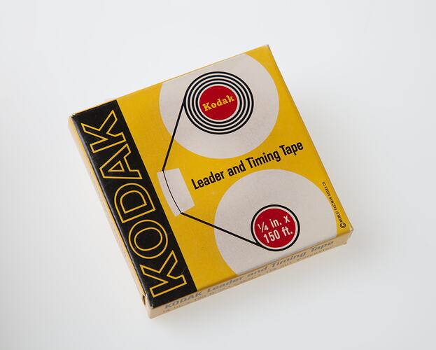 Front of yellow rectangular, Kodak branded cardboard box.
