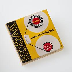Front of yellow rectangular, Kodak branded cardboard box.