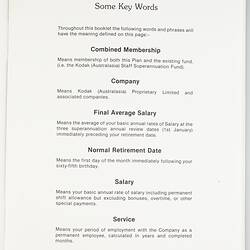 Booklet - Kodak (Australasia) Pty Ltd, Kodak Australia Staff Superannuation Plan, 1 May 1979. Page 2