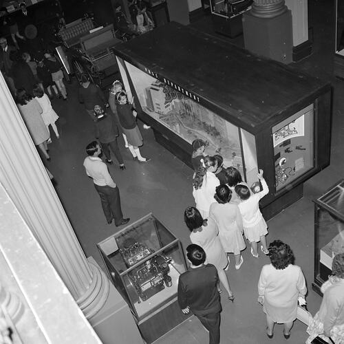 Congestion in Queen's Hall, Institute of Applied Science (Science Museum), Melbourne, 1965