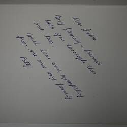 Card - Condolence, Sent to Auty Family After the Death Peter Auty, 2013