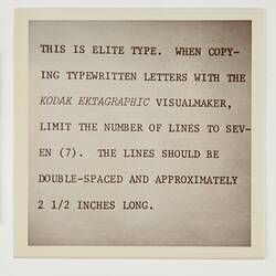 Photograph - Eastman Kodak, Text and Font Instructions, circa 1970s