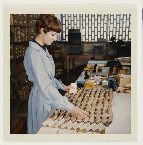 Worker Sorting Tags, Building 20, Kodak Factory, Coburg, circa 1960s