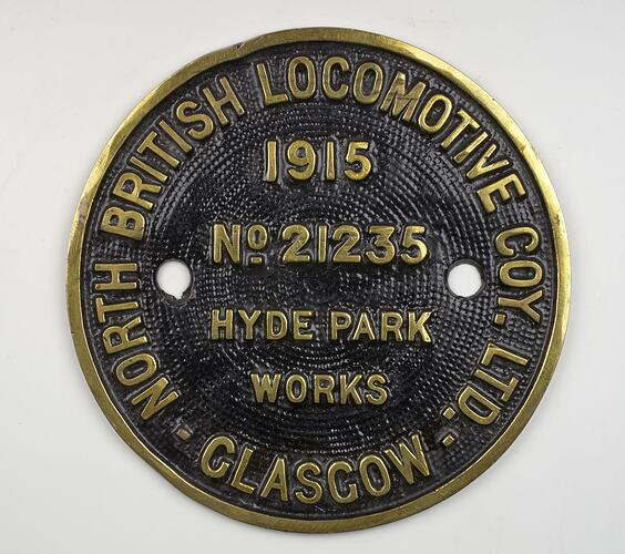 Locomotive Builders Plate - North British Locomotive Co., 1915