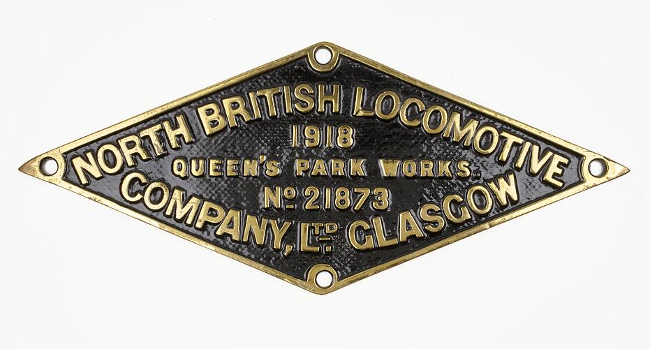 Locomotive Builders Plate - North British Locomotive Co., 1918