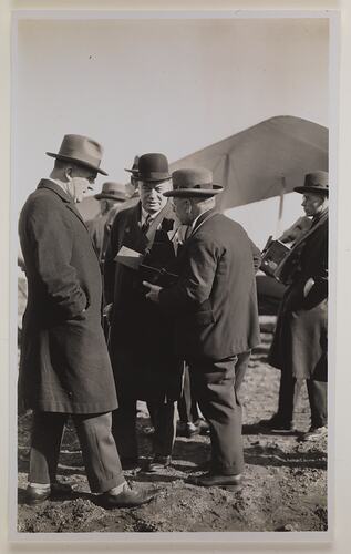 J.J. Rouse & Press Photographer, Launch of Rouseabout' Plane, Australian Aero Club, Mascot, NSW, 07 Jul 1928