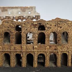 Model of Colosseum made of cork. Detail.