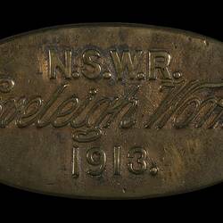 Locomotive Builders Plate - New South Wales Government Railways, Sydney, 1913