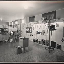 Black and white photograph of a medical display.