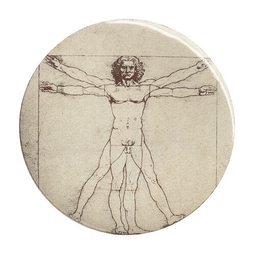 Badge-Vitruvian Man, Leonardo da Vinci, Melbourne,  1979-1986