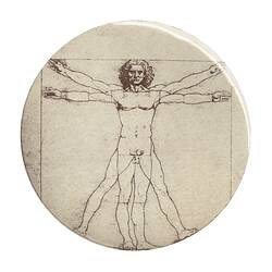 Badge-Vitruvian Man, Leonardo da Vinci, Melbourne,  1979-1986