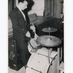 Photograph - Lindsay Motherwell, Playing Drums, Melbourne, 1940s