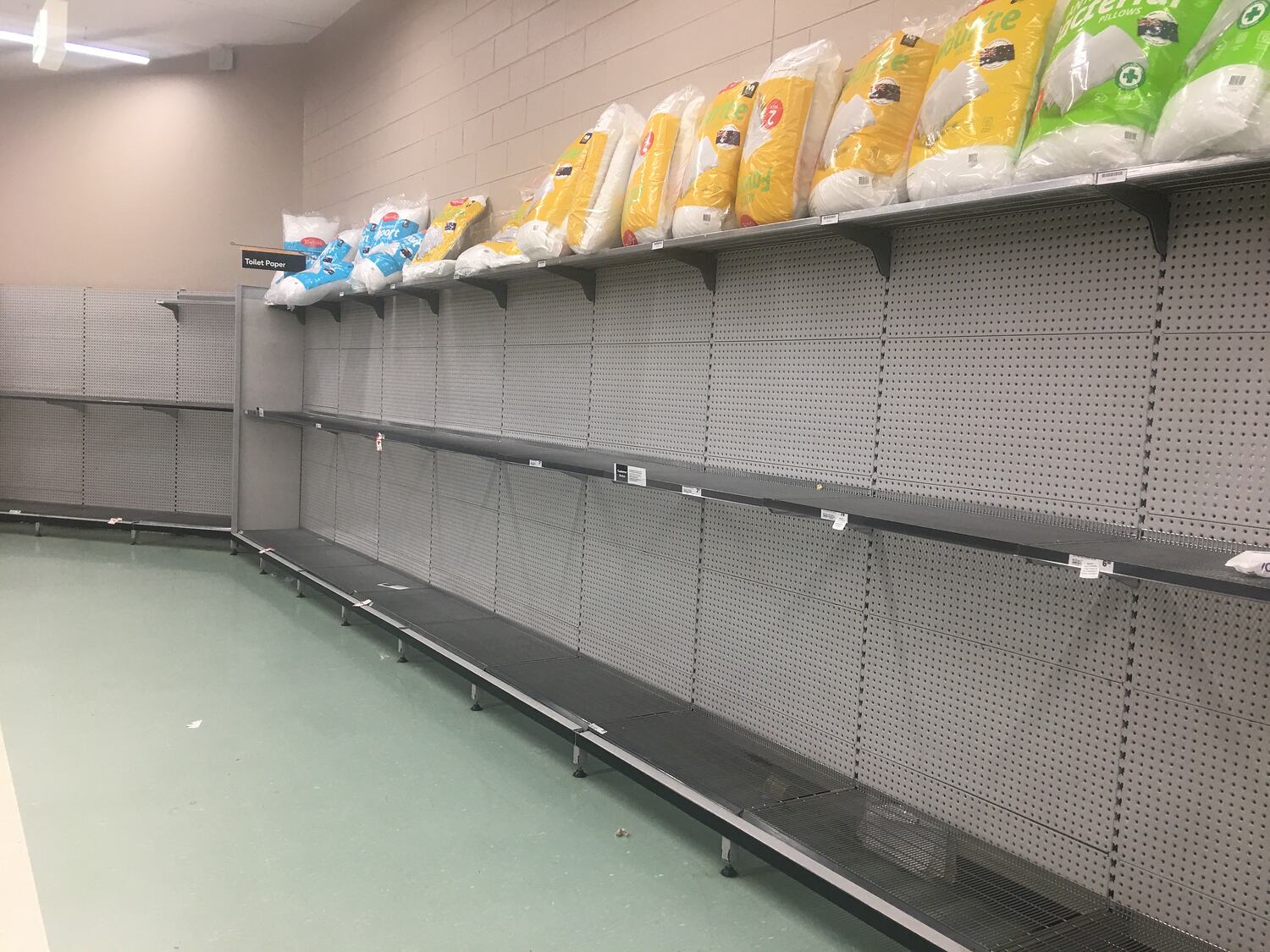 Digital Photograph Empty Toilet Paper Aisle at Supermarket, Watergardens Woolworths, Taylors