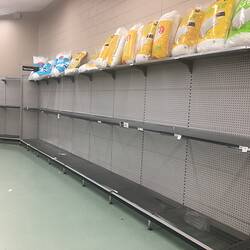 Digital Photograph - Empty Toilet Paper Aisle at Supermarket, Watergardens Woolworths, Taylors Lakes, 4 Mar 2020