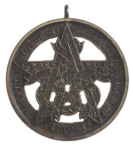 Medal - Sir William Clarke, DGM Masonic Medal, Victoria, Australia, 1884