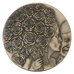 Medal - Courtship: Gift of Flowers, Royal Australian Mint, Canberra, Michael Meszaros, Australia, 1990