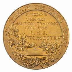 Medal - Thames Nautical Training College. H.M.S. Worcester, c. 1911 AD