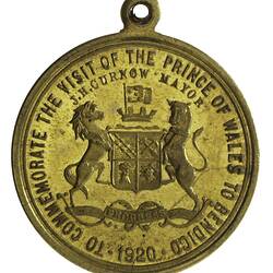 Medal - Visit of the Prince of Wales to Bendigo, 1920 AD