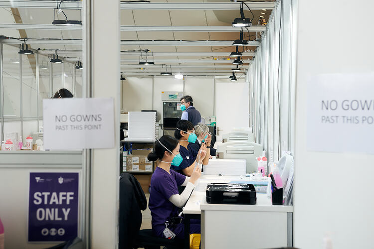 Pharmacy, St Vincent's Vaccination Hub, Melbourne Museum, 23 Sep 2021