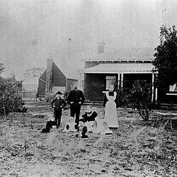 Negative - White Family & Their Maid, Cardigan, Victoria, circa 1890