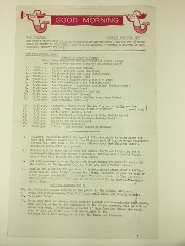 HT 54807, Newsletter -'Good Morning', SS Arcadia, 10 Jun 1967 (MIGRATION), Document, Registered