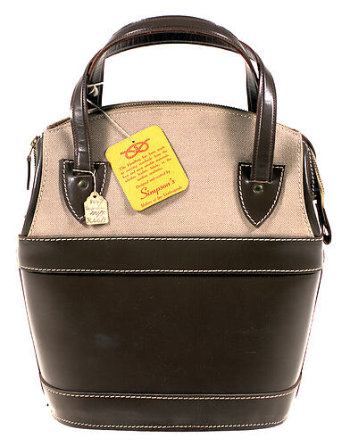 Handbag - Taupe Leather/Beige Linen