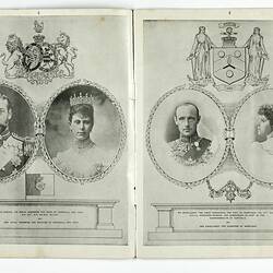 Printed double page of booklet,  in black and white with black and white photographs and illustrations.