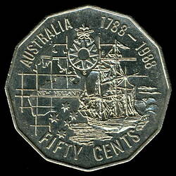 Australia, 50 Cents, Australia's Bicentenary, Obverse