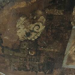 Close up of worn shipping labels.