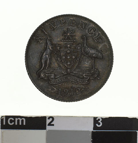 Coin - Sixpence, Australia, 1912, photographed by Museums Victoria