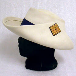 Hat - Cream Felt with Blue Band