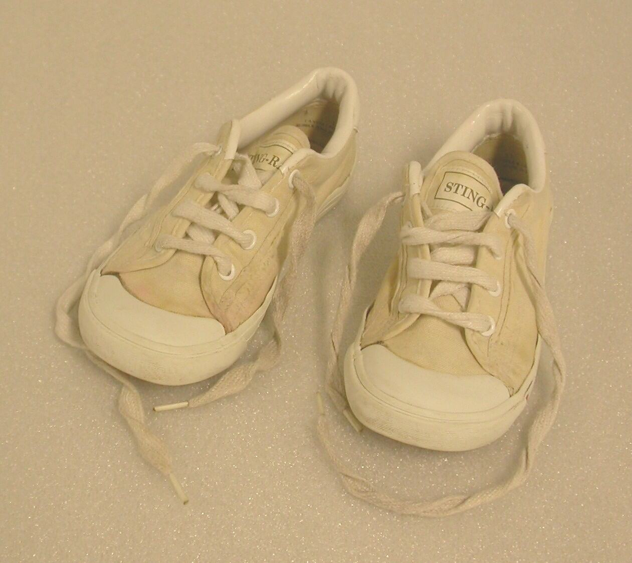 Shoes - Sting-Ray, Sandshoes, White Canvas, late 1980s