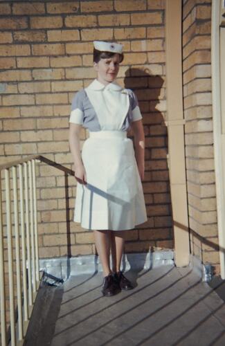 Digital Photograph - Female Nursing Student in Uniform, Prince Henry's Hospital Nurses Home, Melbourne, 1962