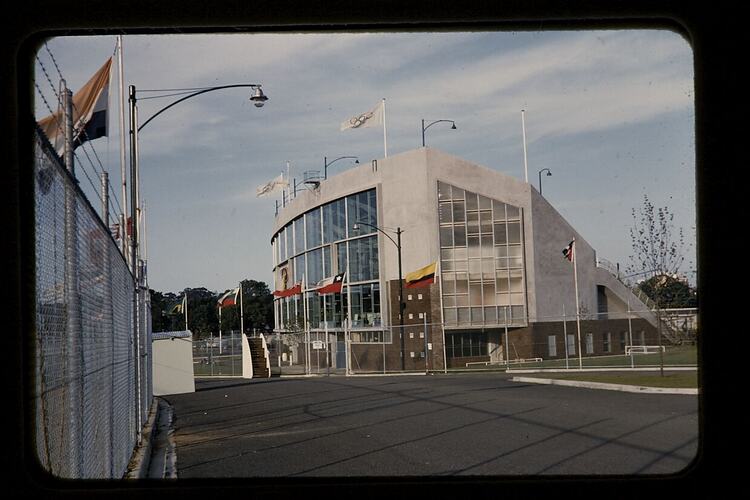 Digital Photograph - Olympic Park, Showing International Flags for Melbourne Olympic Games, Melbourne, 1956