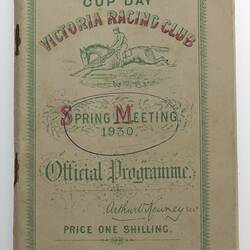 Racing Programme - VRC, Melbourne Cup & Oaks Day, Flemington, 1930