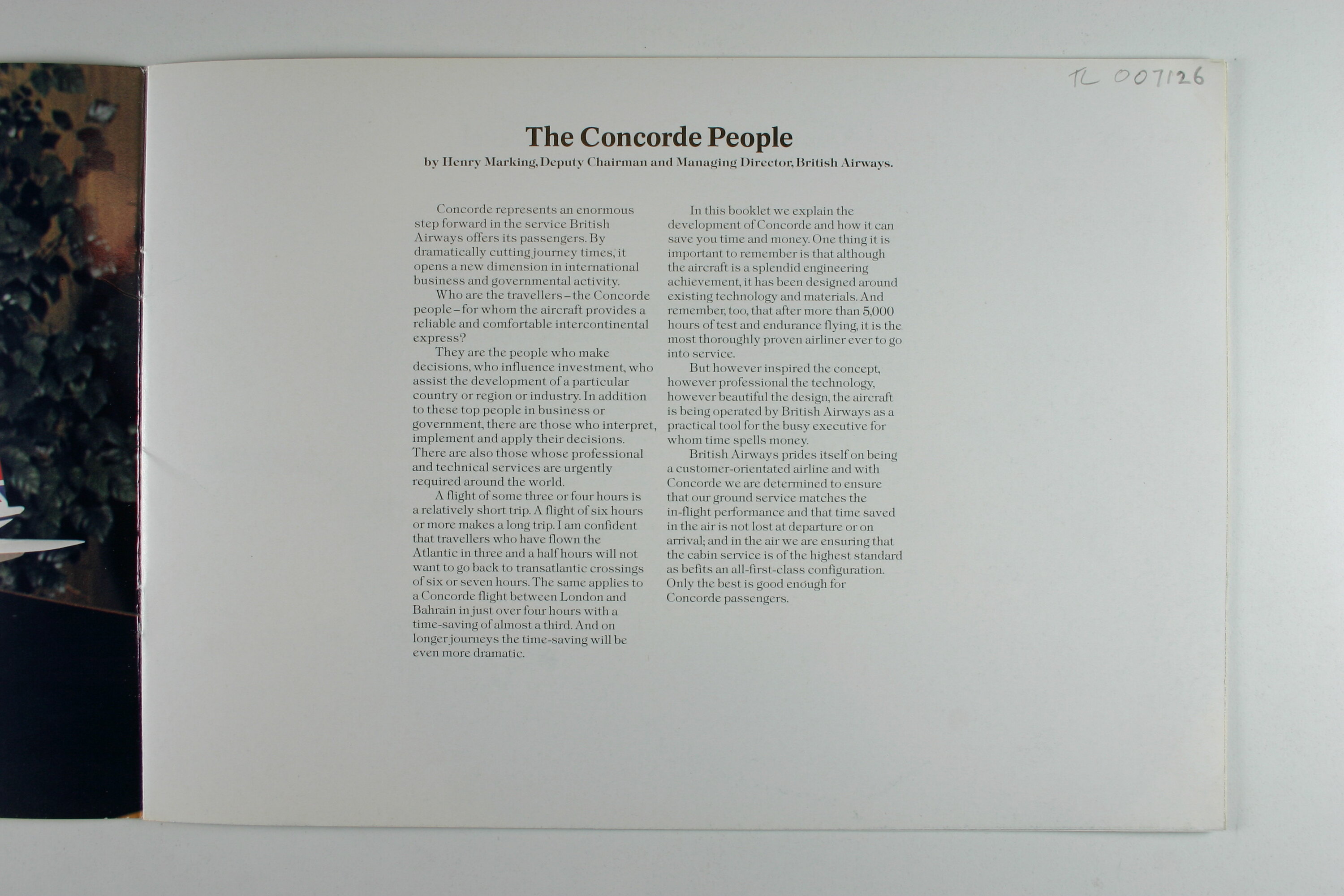 Descriptive Booklet - British Airways, 'Concorde', England