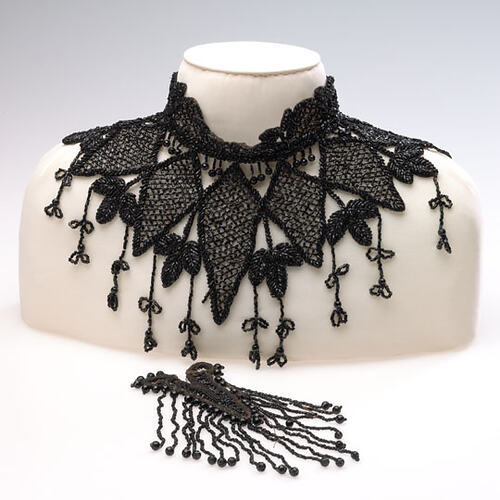 Collar & Components - Black, Beaded, 19th Century