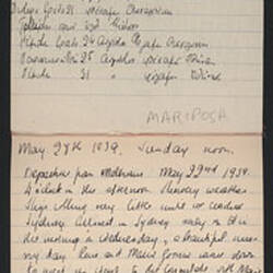 Diary - Lili Sigalas, North America Tour, Greek & English, 1939