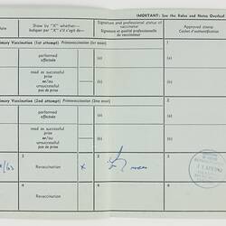 Certificate of Vaccination - Smallpox, Doreen Myerscough, 1963