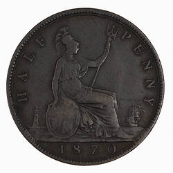 Coin - Halfpenny, Queen Victoria, Great Britain, 1870 (Reverse)