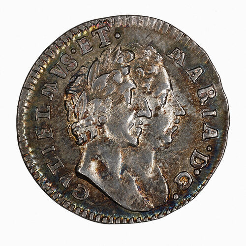 Coin - 4 Pence, William and Mary, Great Britain, 1690 (Obverse)