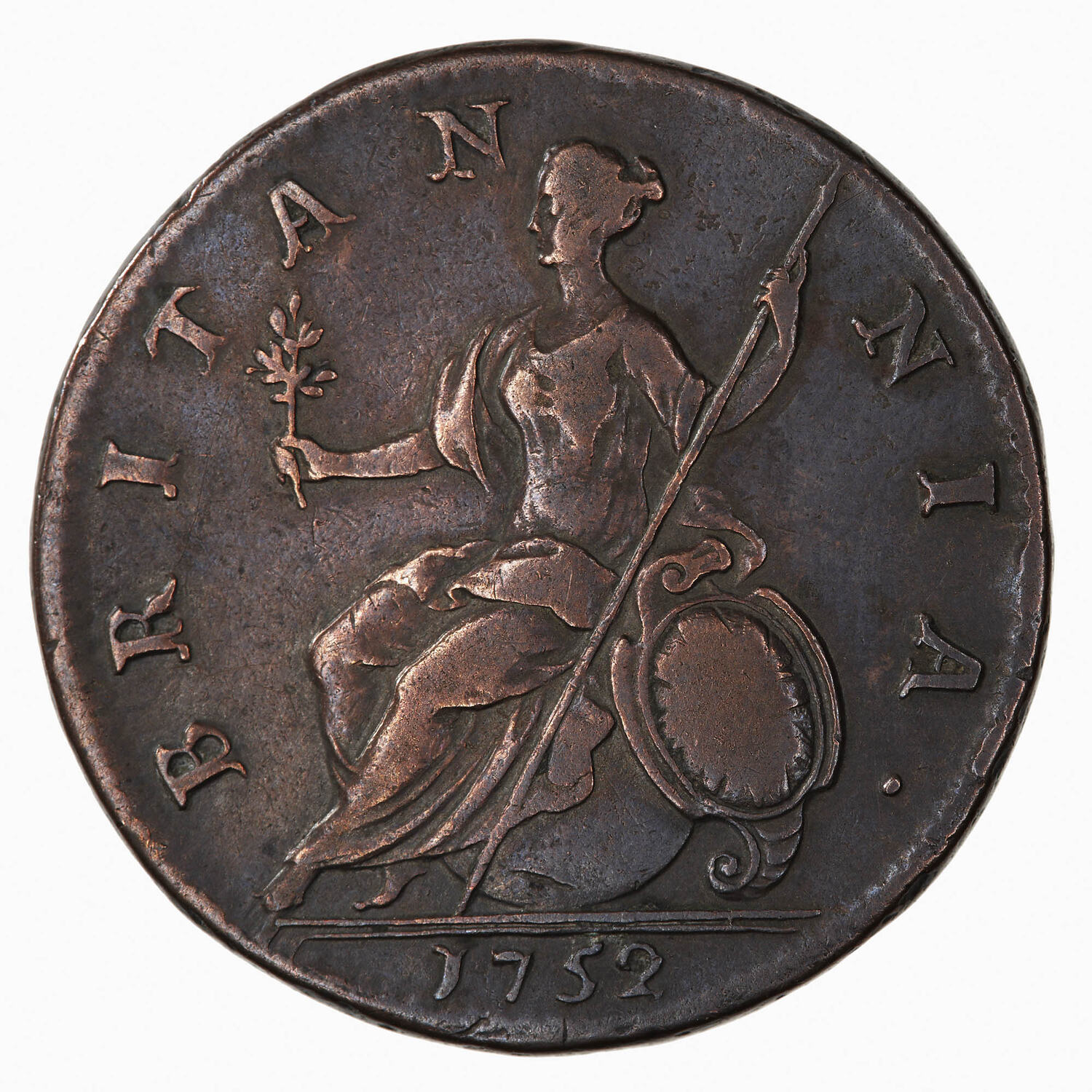 Coin Halfpenny George II Great Britain 1752