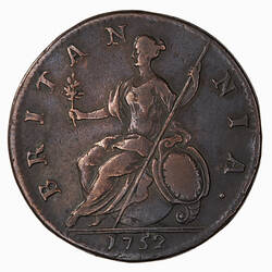Coin - Halfpenny, George II, Great Britain, 1752 (Reverse)