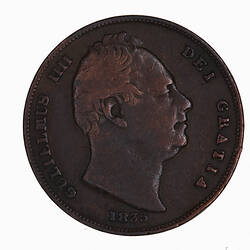 Coin - Farthing, William IV, Great Britain, 1835 (Obverse)