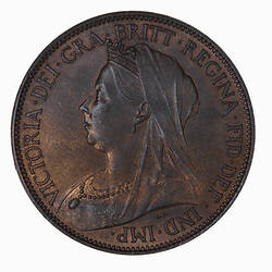 Coin - Halfpenny, Queen Victoria, Great Britain, 1895 (Obverse)