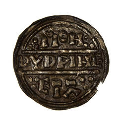 Coin, round, the moneyer's name across the centre, DYDPINE with MONETA divided in half in closed lunettes.