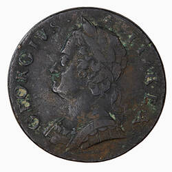 Coin - Halfpenny, George II, Great Britain, 1746 (Obverse)
